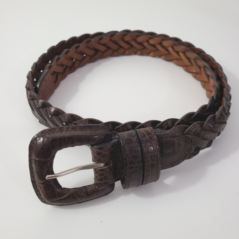 Joan & David vintage brown leather braided belt